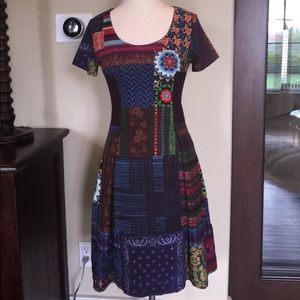 Desigual short sleeve patchwork dress